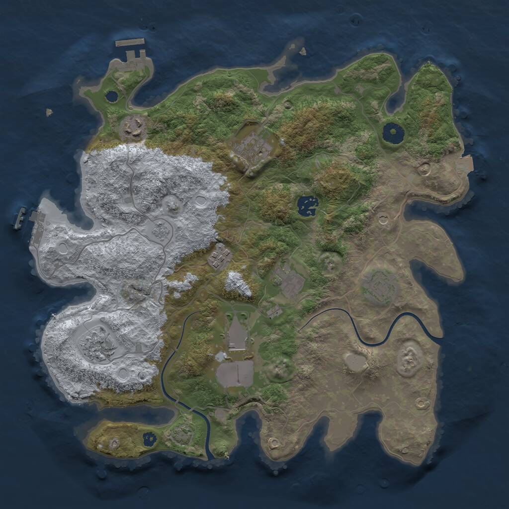 Rust Map: Procedural Map, Size: 3550, Seed: 576671, 14 Monuments