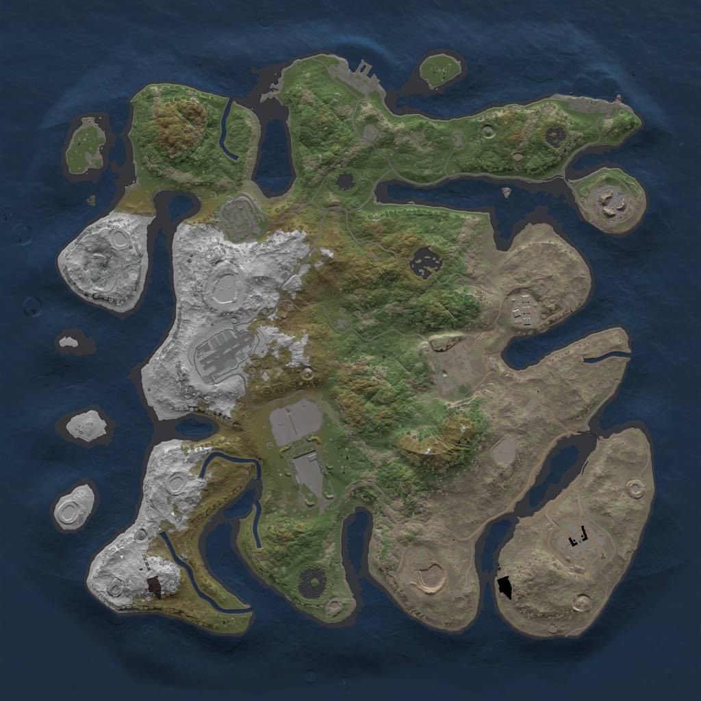 Rust Map: Procedural Map, Size: 3500, Seed: 1396340001, 16 Monuments