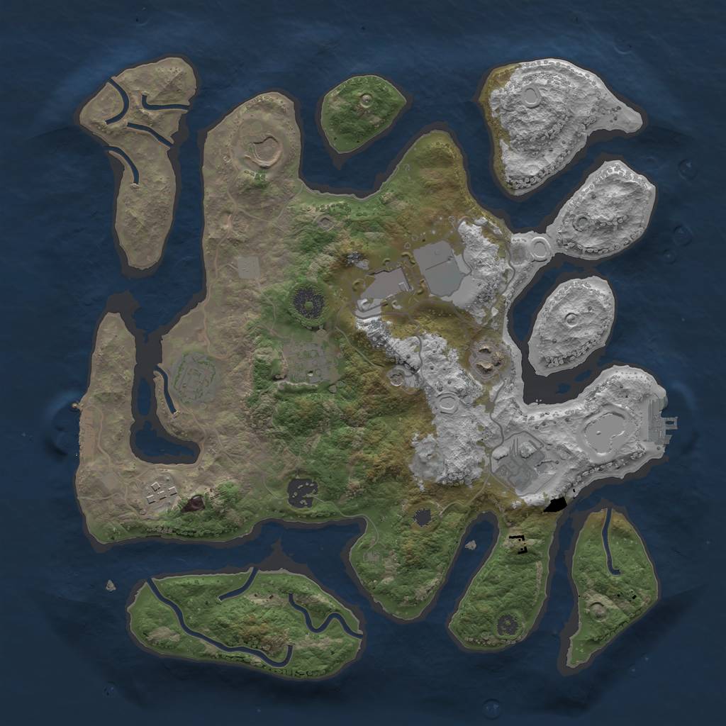 Rust Map: Procedural Map, Size: 3500, Seed: 1130740366, 16 Monuments