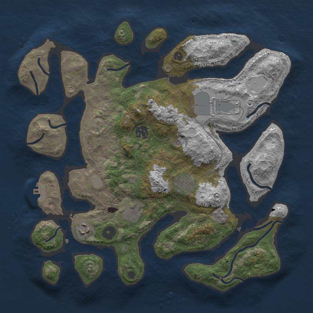 Rust Map: Procedural Map, Size: 3550, Seed: 930398, 13 Monuments