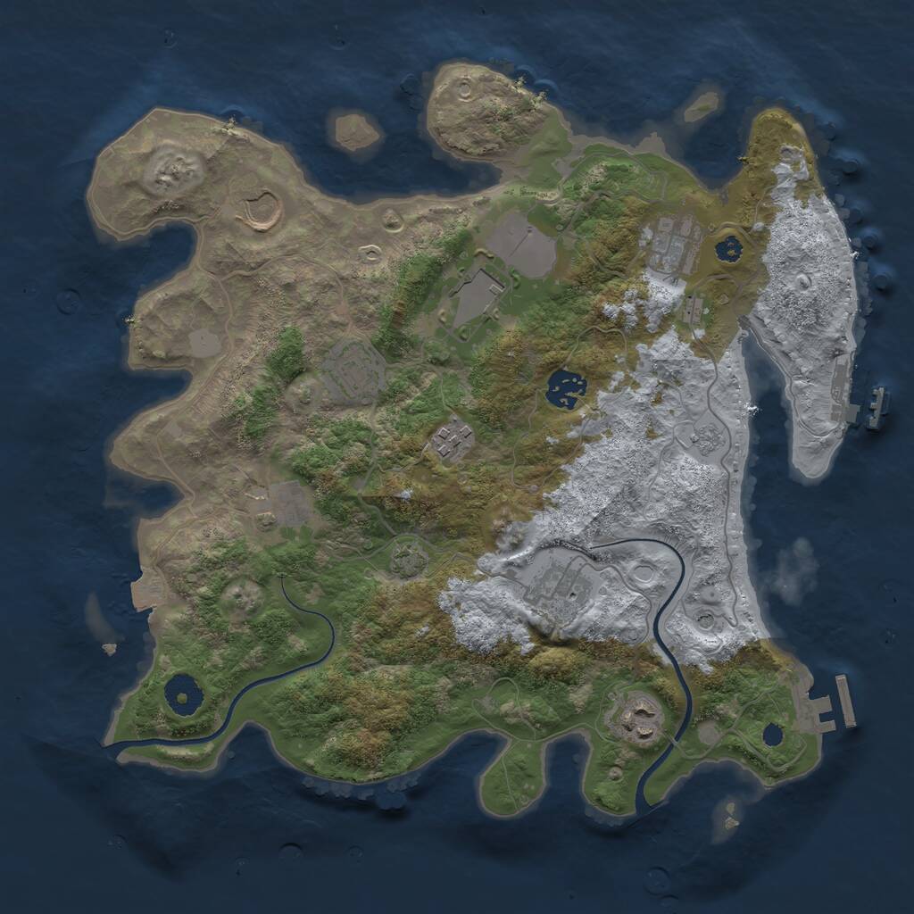 Rust Map: Procedural Map, Size: 3500, Seed: 661155, 15 Monuments