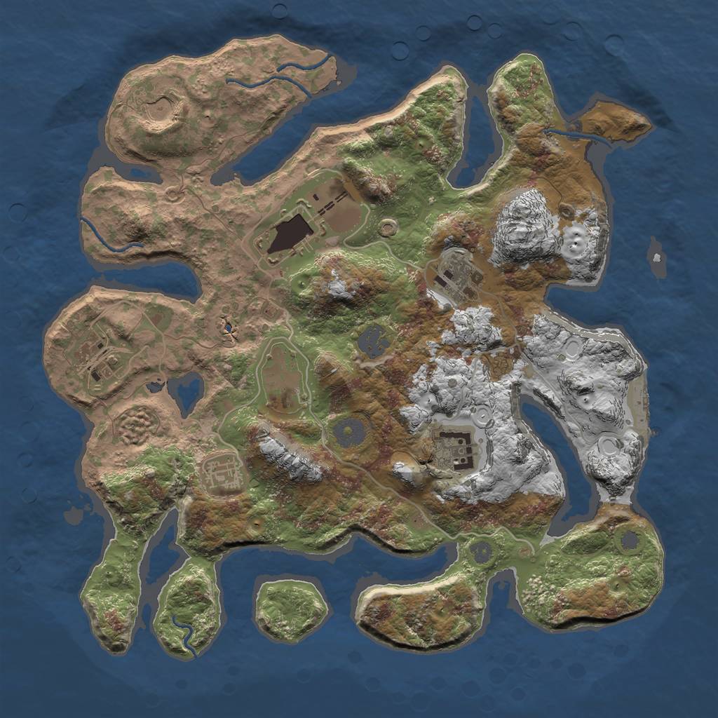 Rust Map: Procedural Map, Size: 3500, Seed: 661155, 13 Monuments