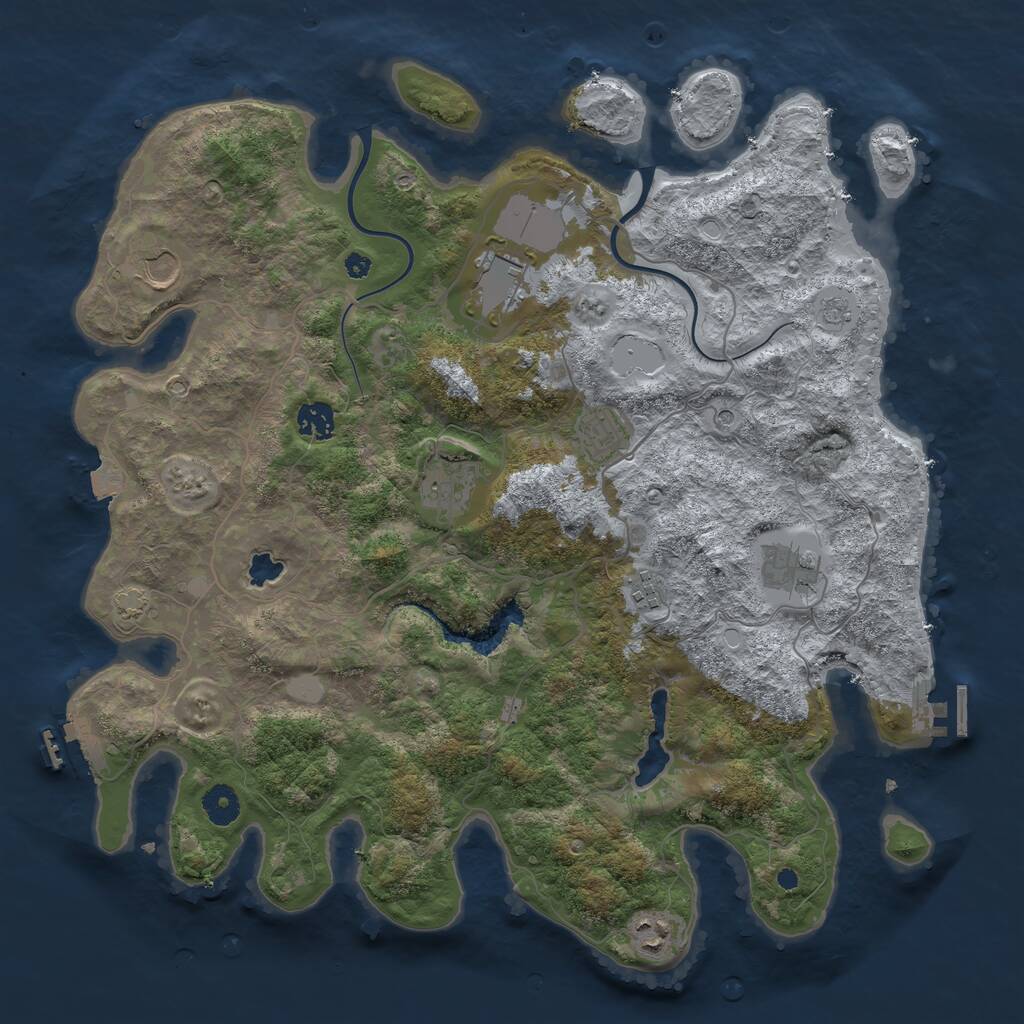 Rust Map: Procedural Map, Size: 4000, Seed: 673467637, 14 Monuments