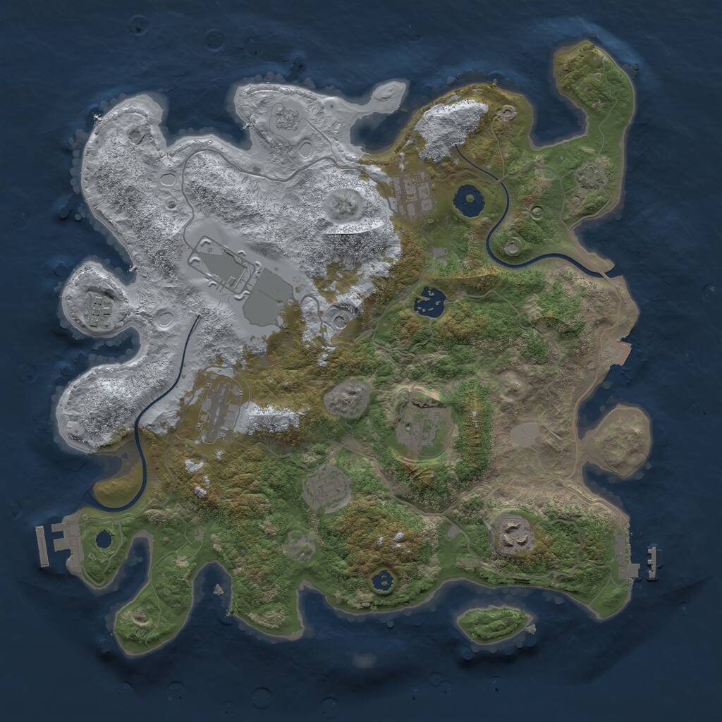 Rust Map: Procedural Map, Size: 3550, Seed: 61781, 14 Monuments