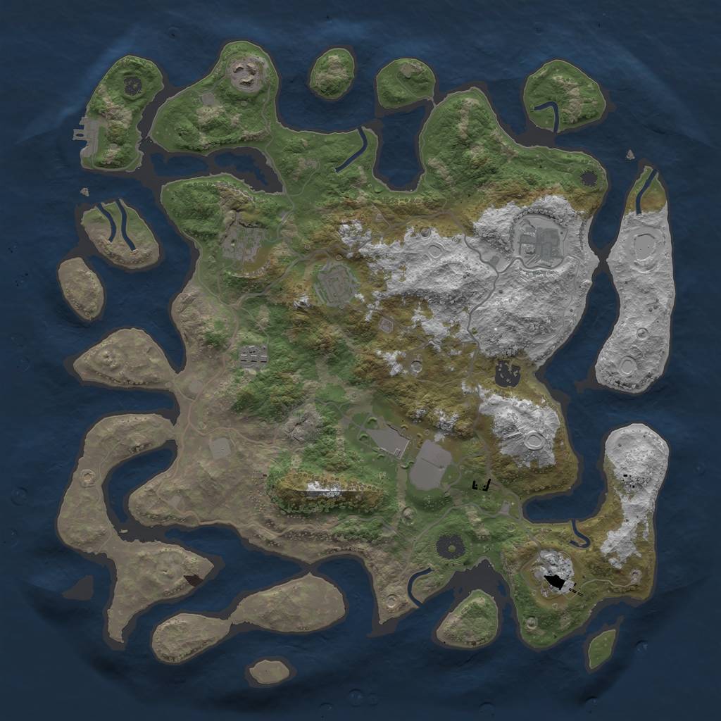 Rust Map: Procedural Map, Size: 4000, Seed: 288029, 15 Monuments