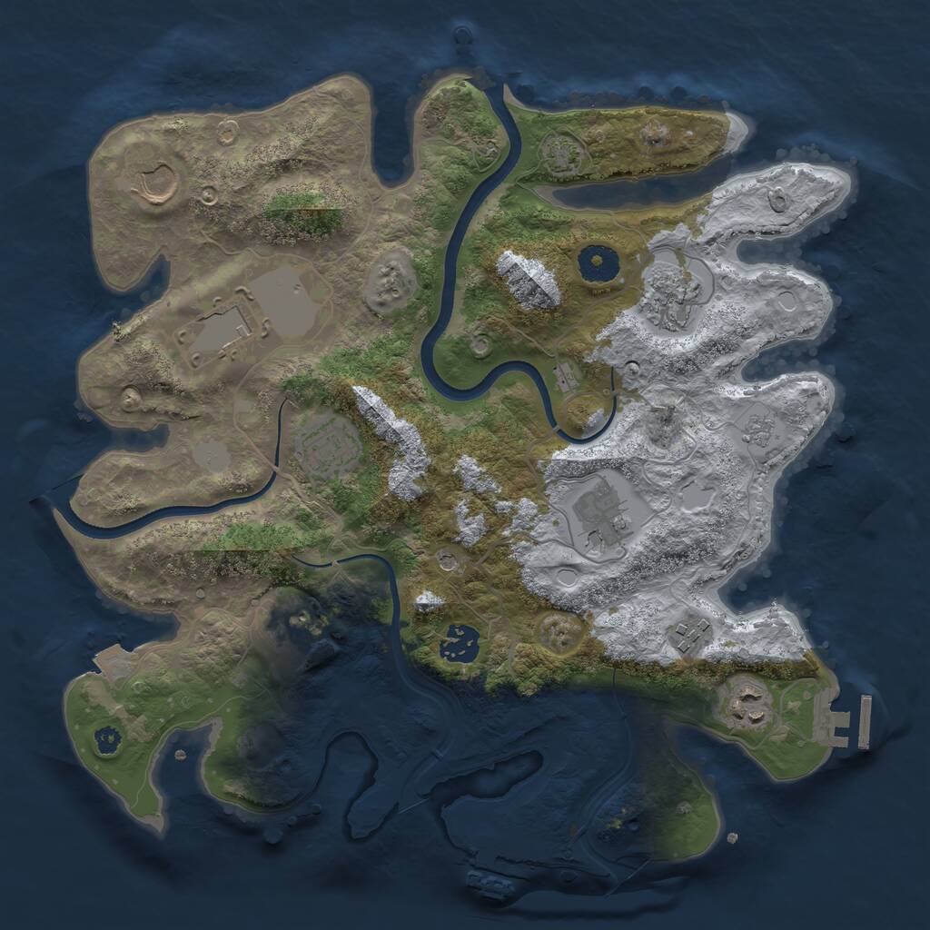 Rust Map: Procedural Map, Size: 3500, Seed: 752882, 15 Monuments