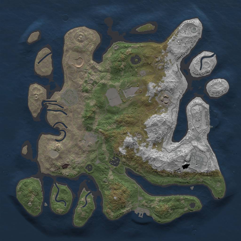 Rust Map: Procedural Map, Size: 3550, Seed: 811500, 16 Monuments