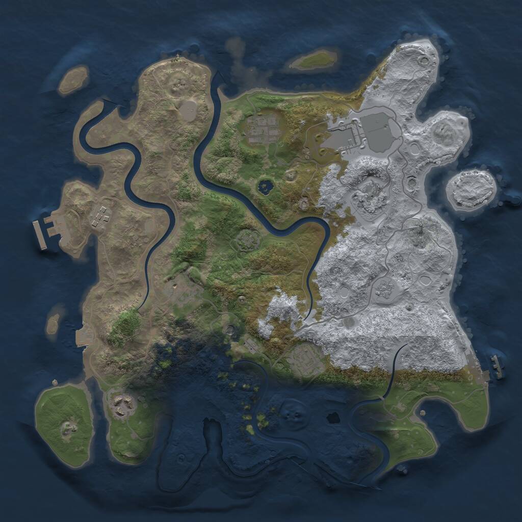 Rust Map: Procedural Map, Size: 3550, Seed: 811500, 13 Monuments