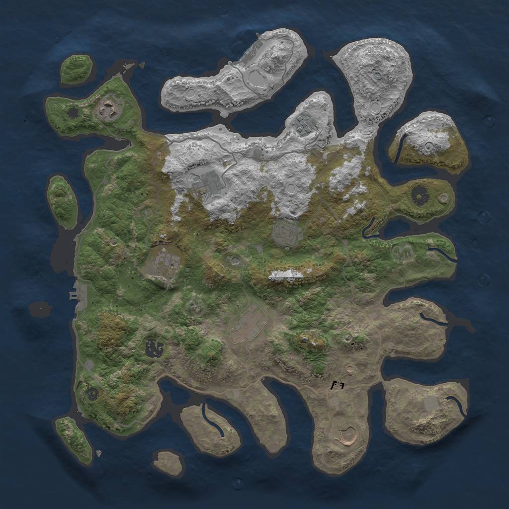Rust Map: Procedural Map, Size: 4000, Seed: 179323, 16 Monuments