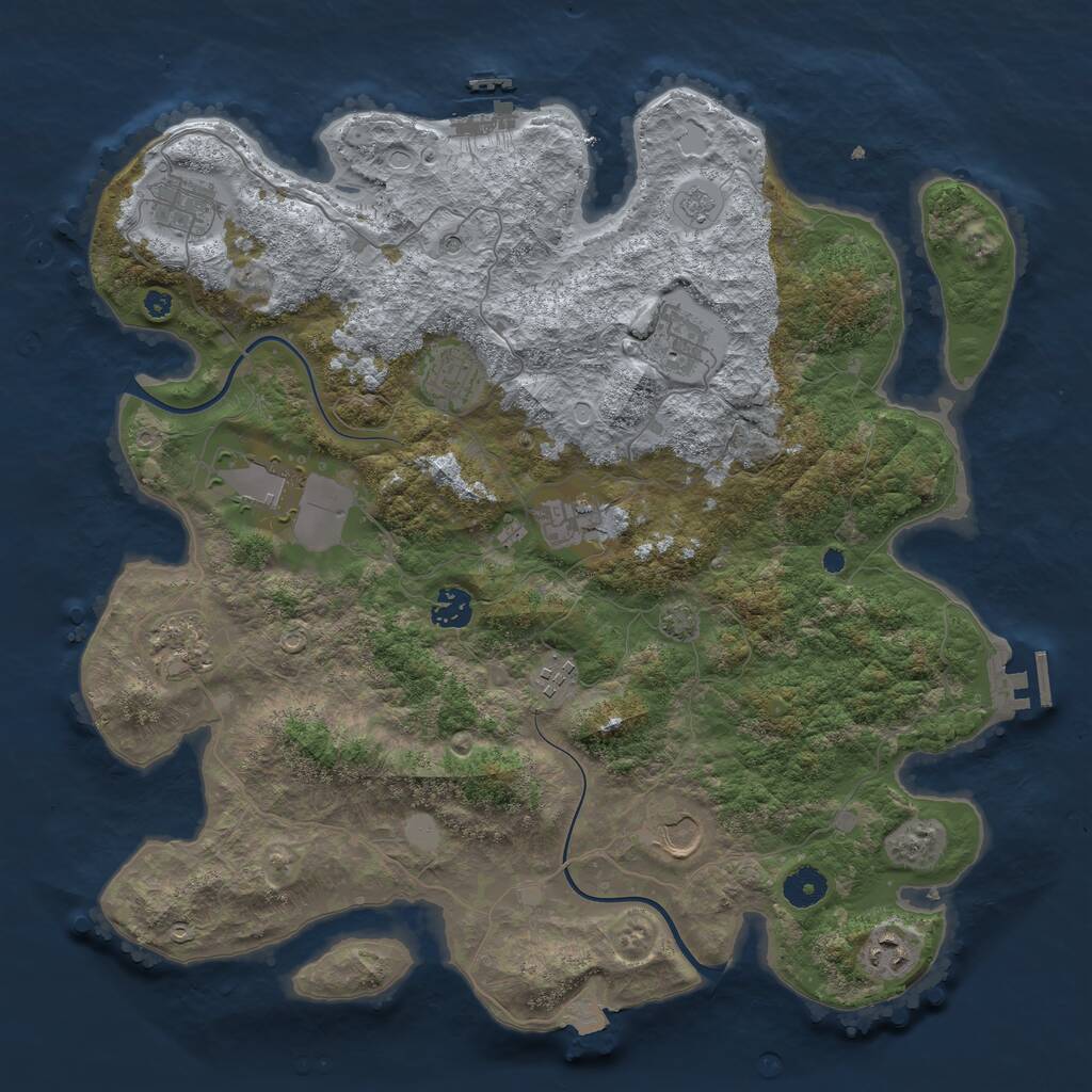 Rust Map: Procedural Map, Size: 3950, Seed: 1896645867, 16 Monuments