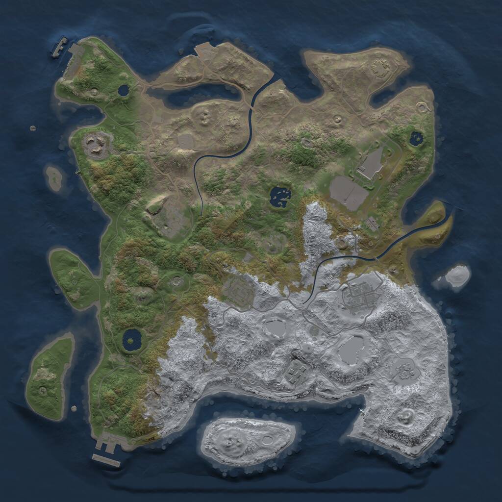 Rust Map: Procedural Map, Size: 3550, Seed: 351363, 13 Monuments