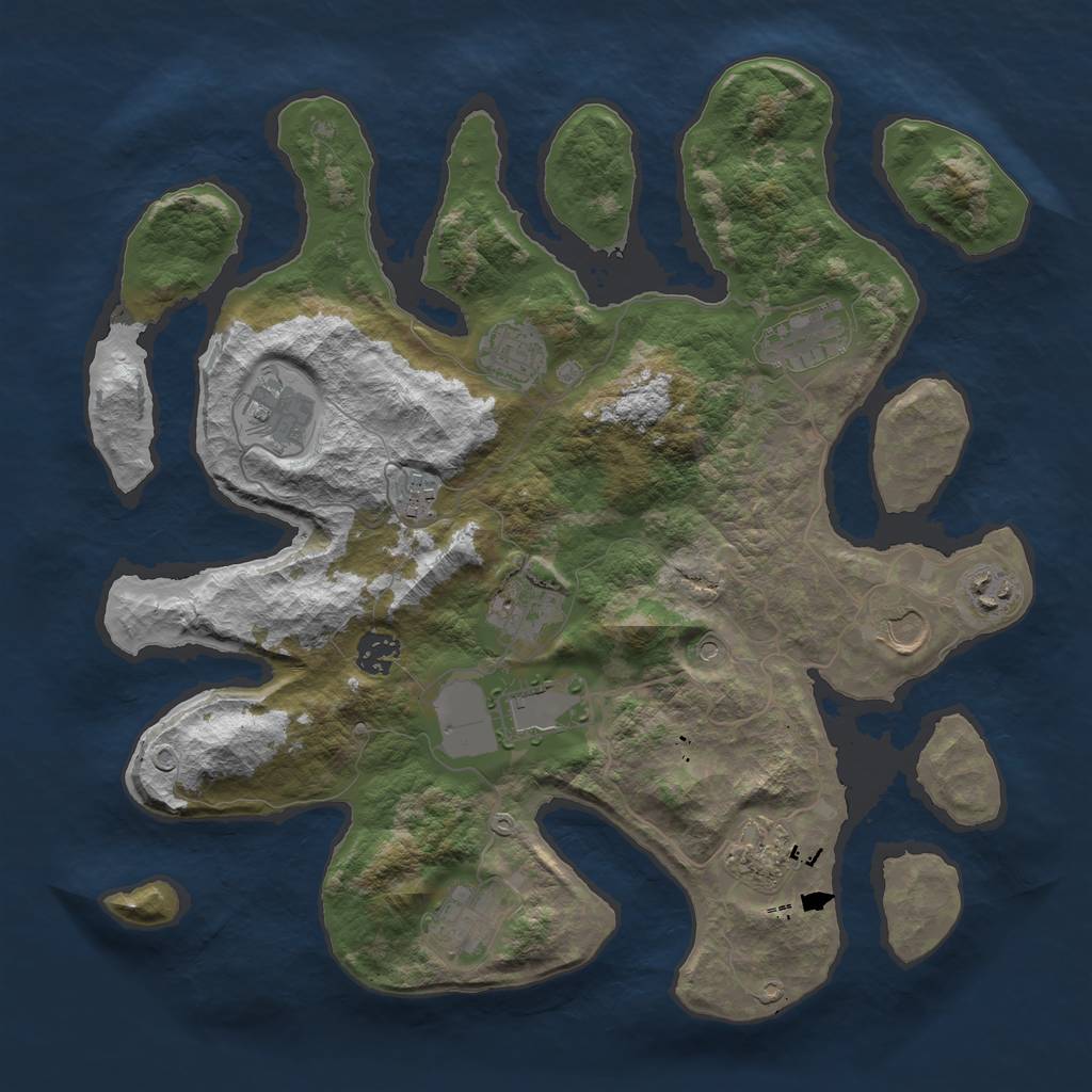 Rust Map: Barren, Size: 3750, Seed: 1846506704, 14 Monuments