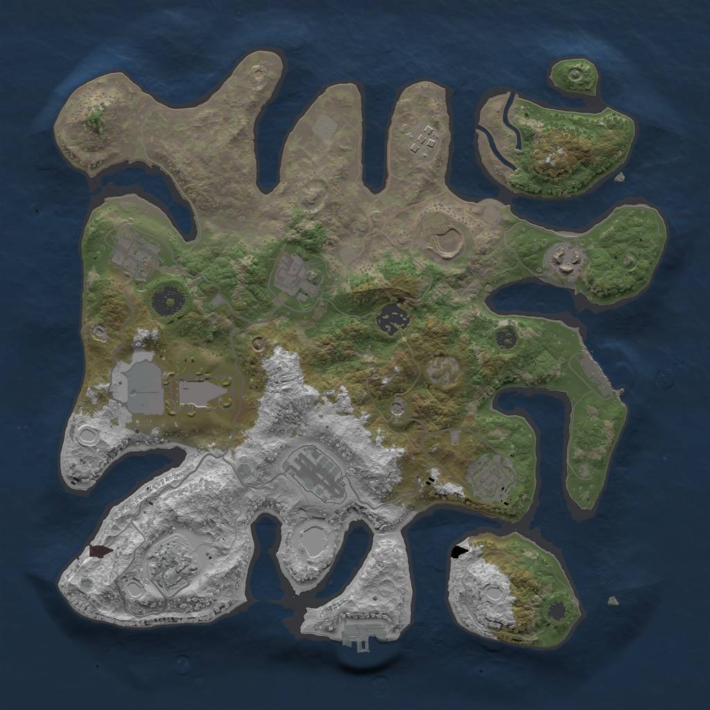 Rust Map: Procedural Map, Size: 3500, Seed: 95196515, 18 Monuments