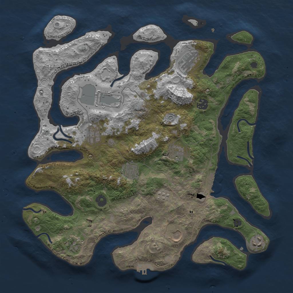 Rust Map: Procedural Map, Size: 3850, Seed: 26322, 18 Monuments