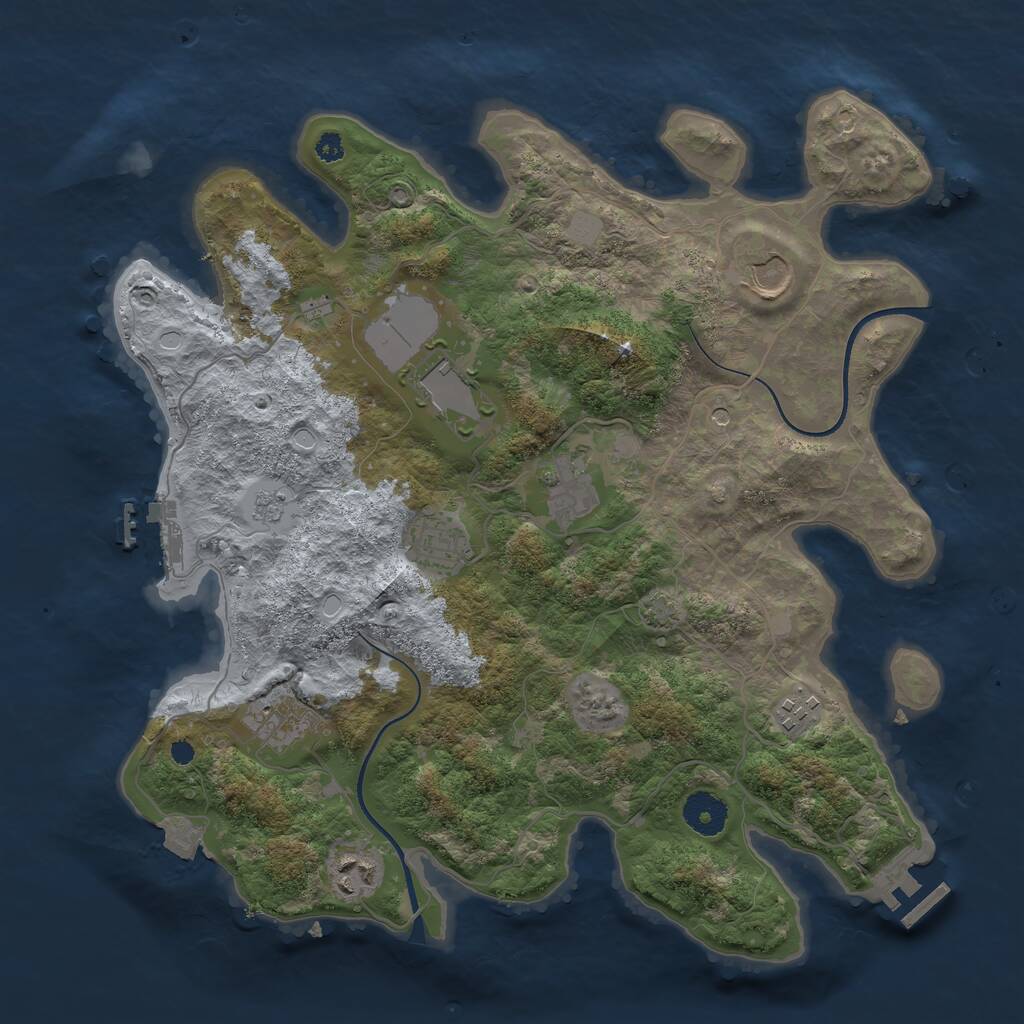 Rust Map: Procedural Map, Size: 3550, Seed: 303985, 13 Monuments