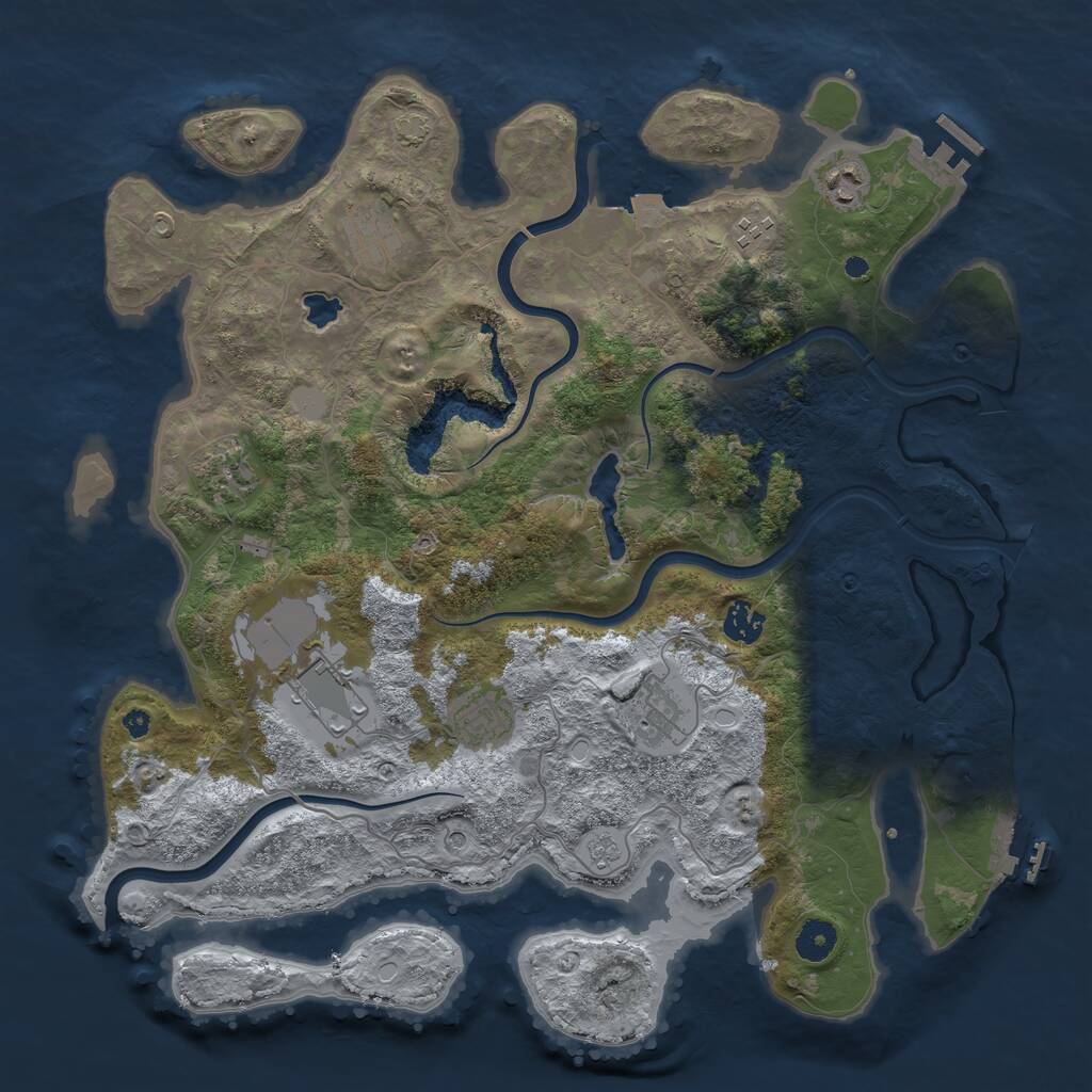Rust Map: Procedural Map, Size: 4000, Seed: 6629, 14 Monuments