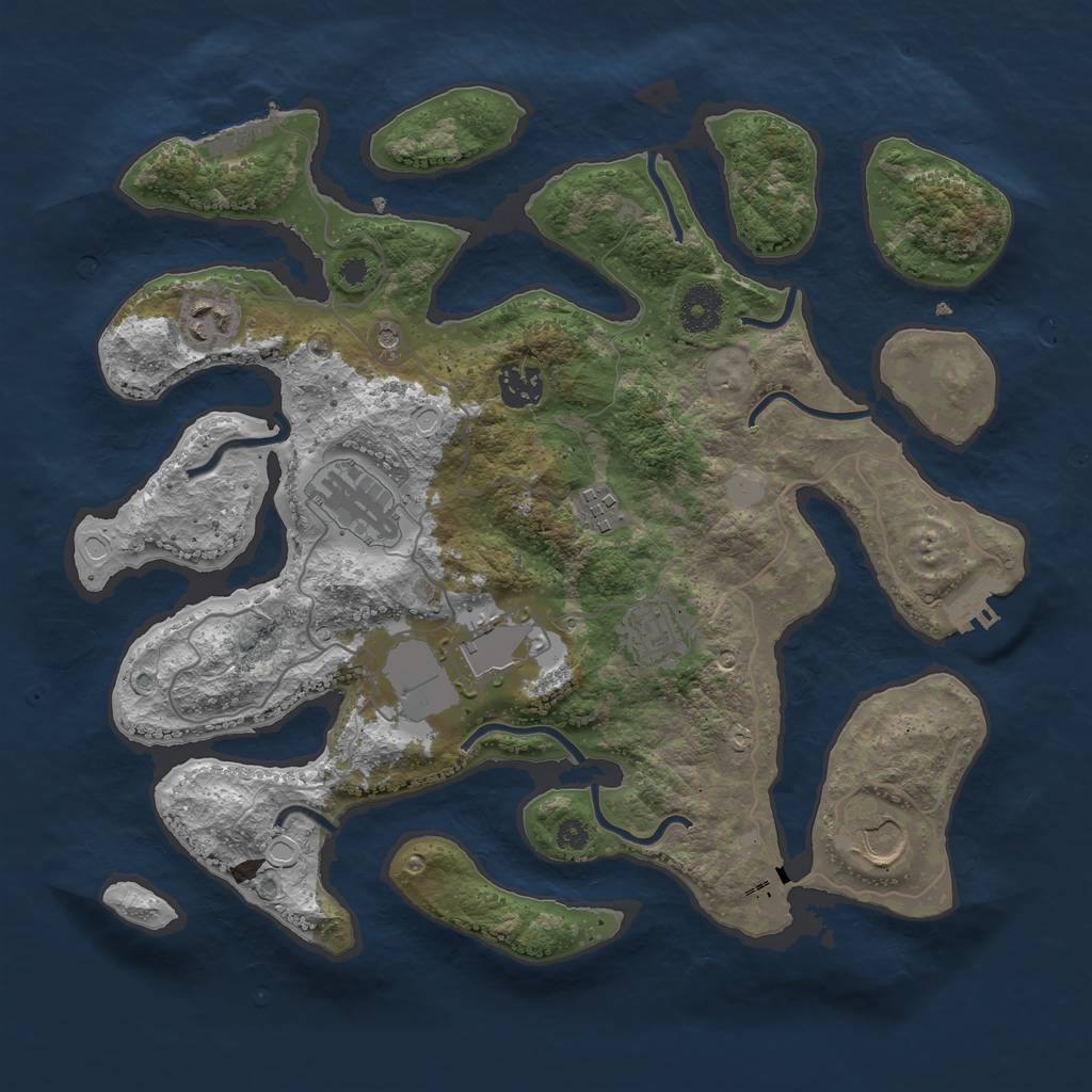 Rust Map: Procedural Map, Size: 3550, Seed: 684528, 15 Monuments