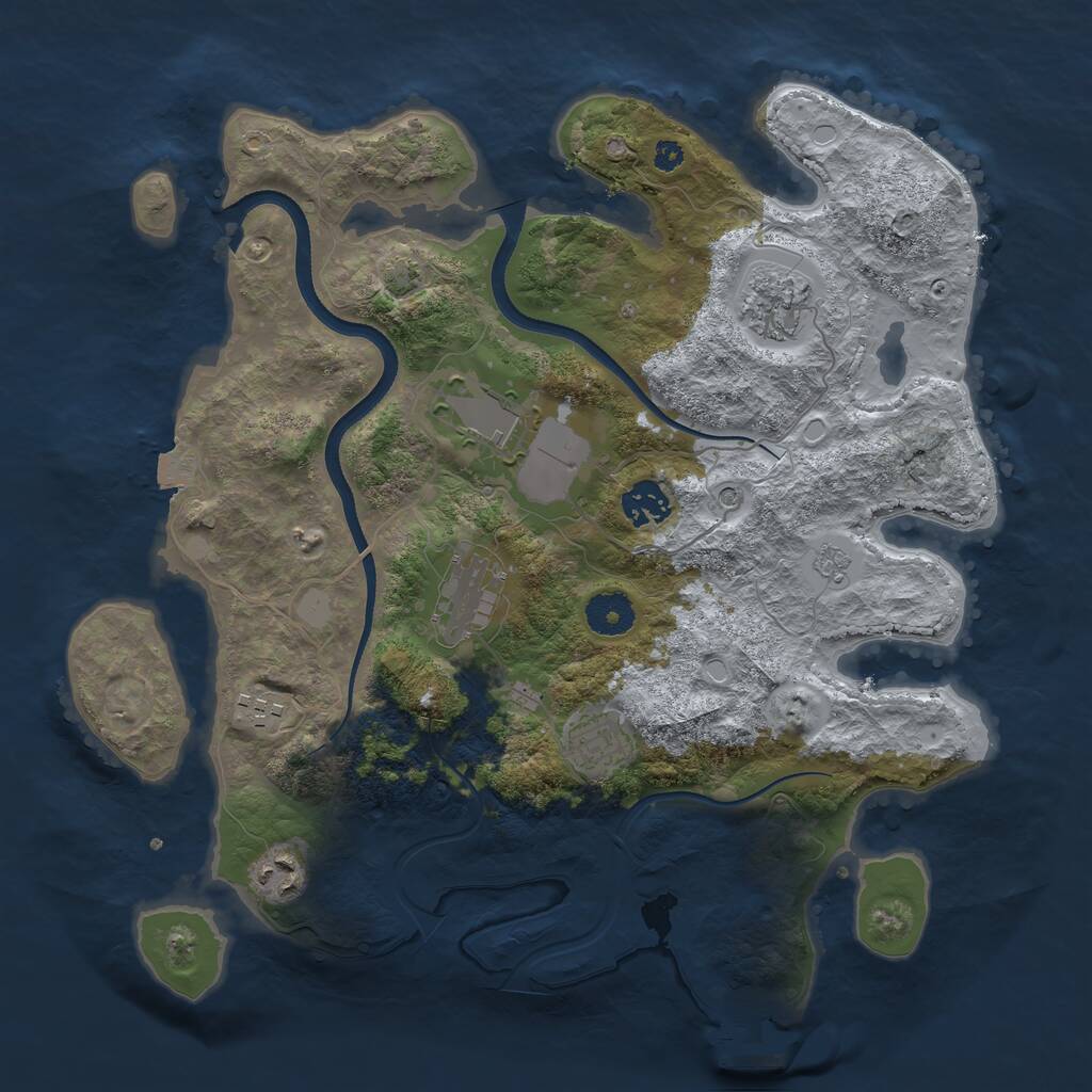 Rust Map: Procedural Map, Size: 3550, Seed: 493729, 12 Monuments
