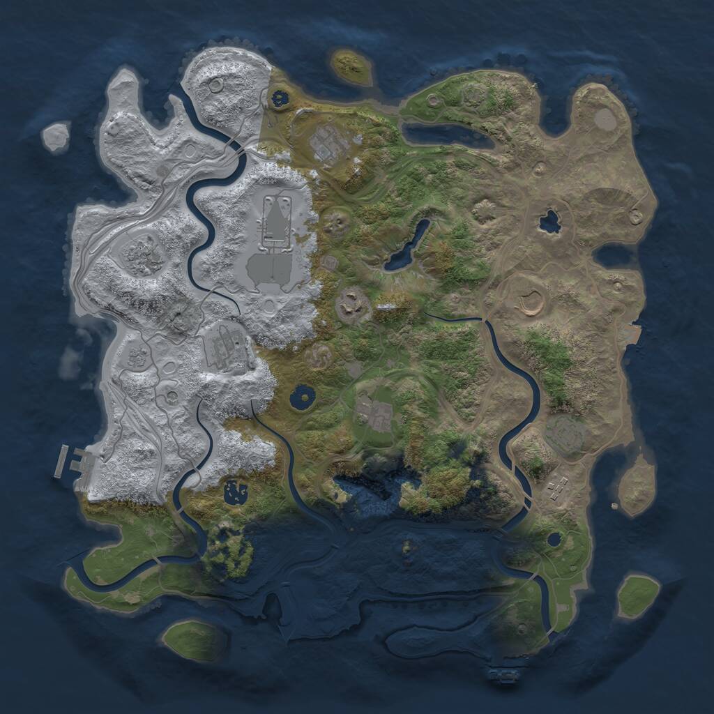 Rust Map: Procedural Map, Size: 4250, Seed: 2136048179, 16 Monuments