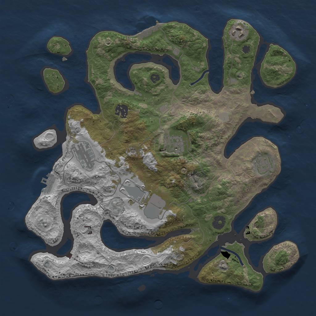 Rust Map: Procedural Map, Size: 3500, Seed: 1866592505, 14 Monuments