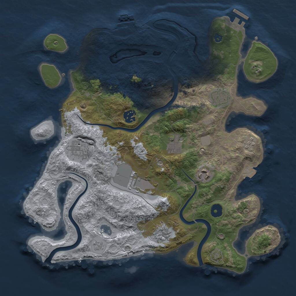 Rust Map: Procedural Map, Size: 3500, Seed: 1866592505, 14 Monuments