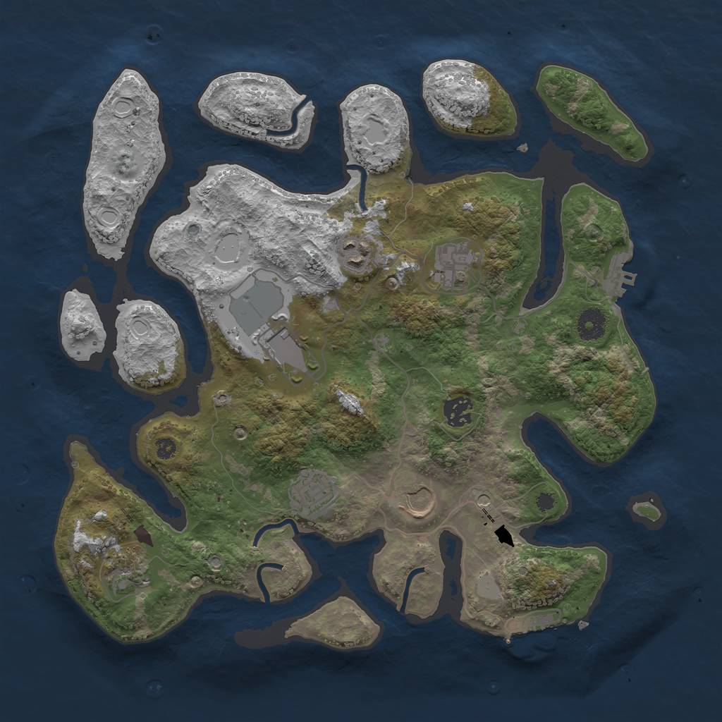 Rust Map: Procedural Map, Size: 3550, Seed: 624350, 15 Monuments
