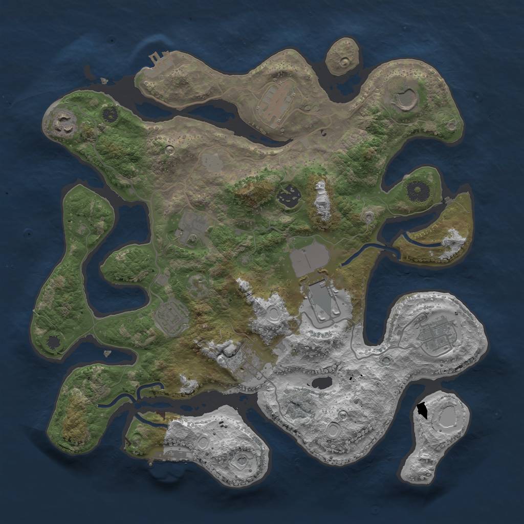 Rust Map: Procedural Map, Size: 3550, Seed: 190549, 17 Monuments
