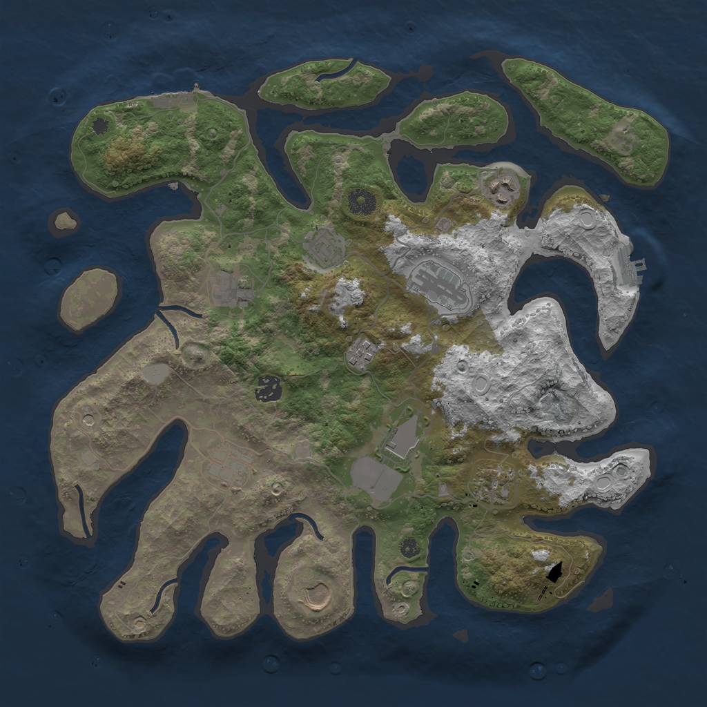 Rust Map: Procedural Map, Size: 3800, Seed: 1670289214, 18 Monuments