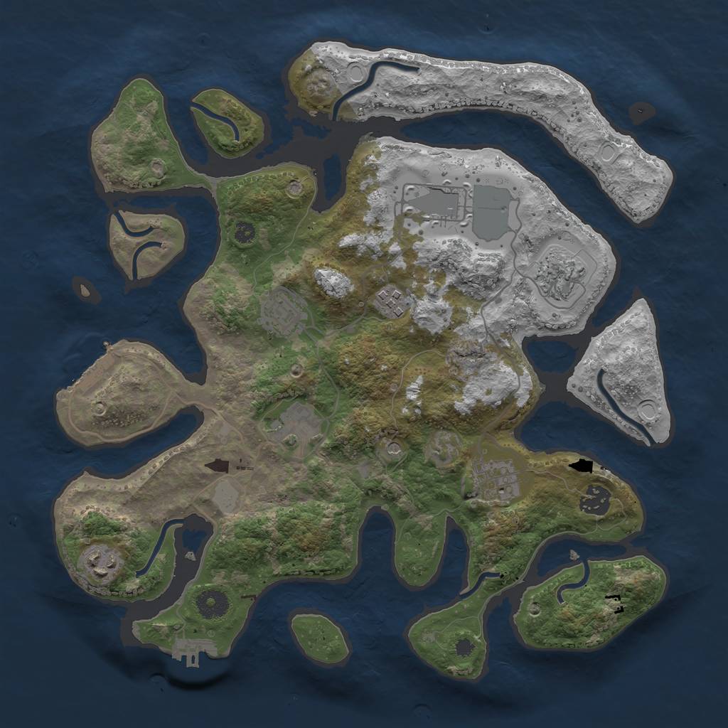 Rust Map: Procedural Map, Size: 3550, Seed: 242083, 16 Monuments