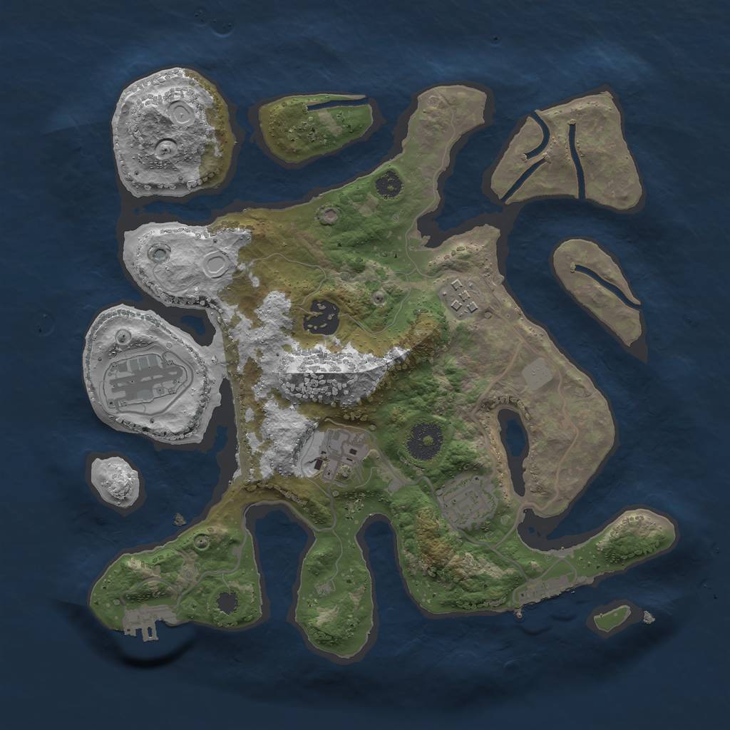 Rust Map: Procedural Map, Size: 3000, Seed: 9459, 12 Monuments