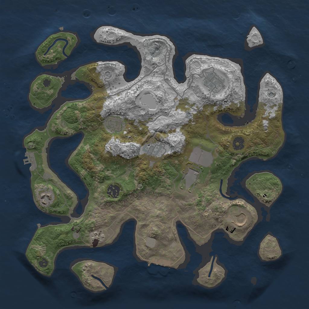 Rust Map: Procedural Map, Size: 3550, Seed: 154325, 16 Monuments