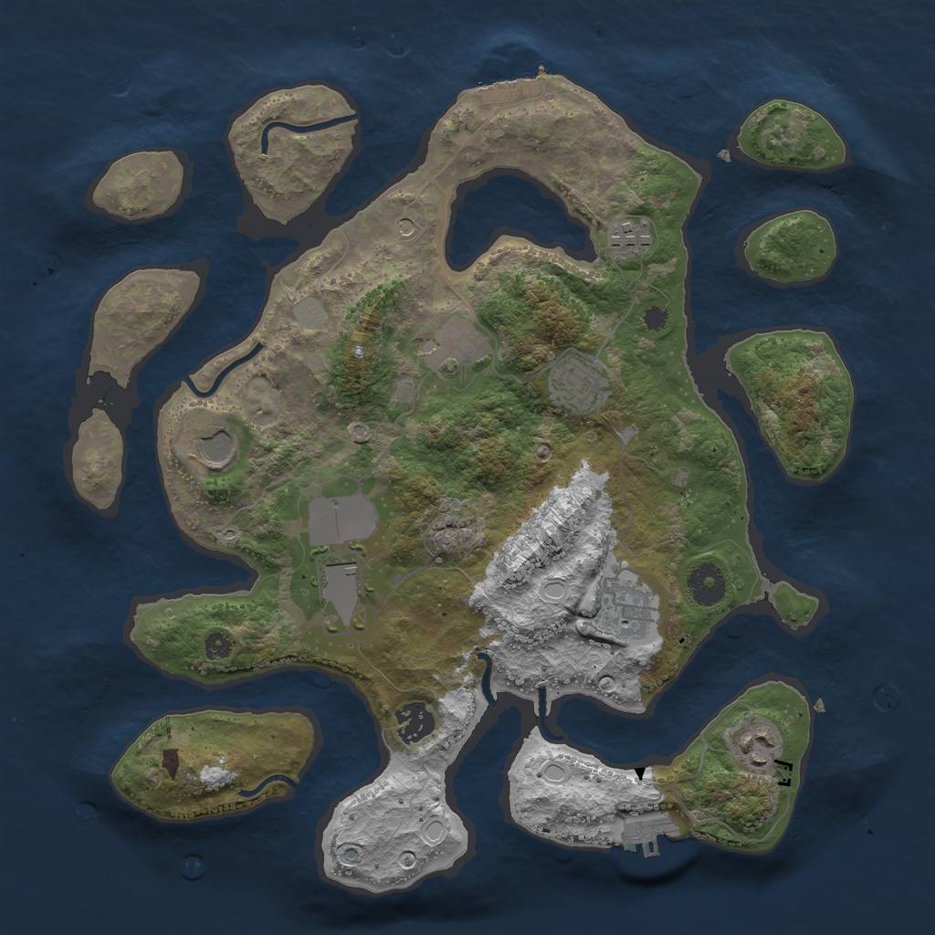 Rust Map: Procedural Map, Size: 3550, Seed: 954986, 16 Monuments