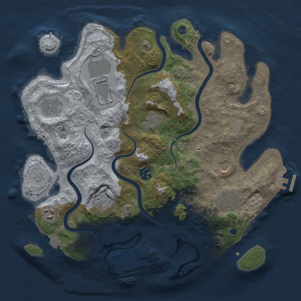 Rust Map: Procedural Map, Size: 3550, Seed: 277181, 15 Monuments