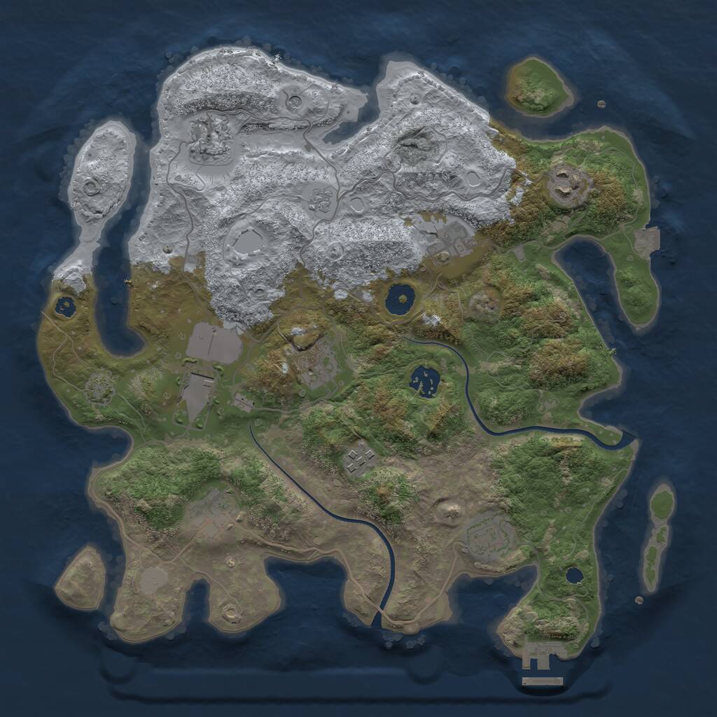 Rust Map: Procedural Map, Size: 3550, Seed: 458560, 14 Monuments