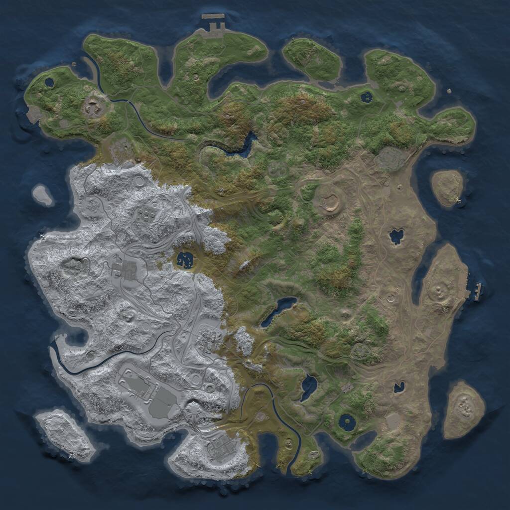 Rust Map: Procedural Map, Size: 4500, Seed: 60511, 16 Monuments