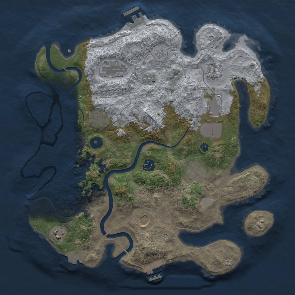 Rust Map: Procedural Map, Size: 3550, Seed: 409759, 15 Monuments