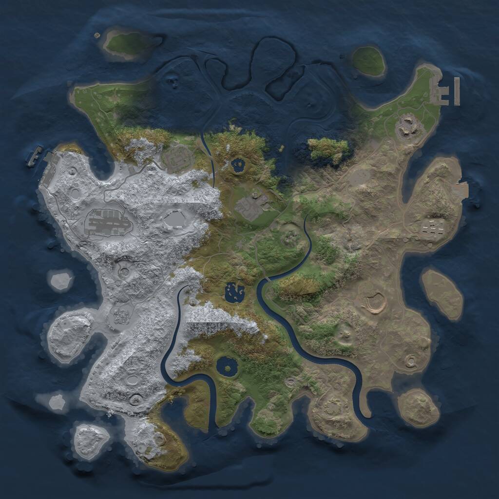 Rust Map: Procedural Map, Size: 3550, Seed: 212521, 13 Monuments