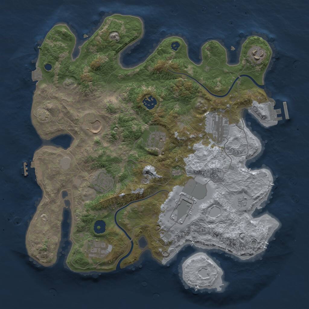 Rust Map: Procedural Map, Size: 3550, Seed: 451472, 14 Monuments