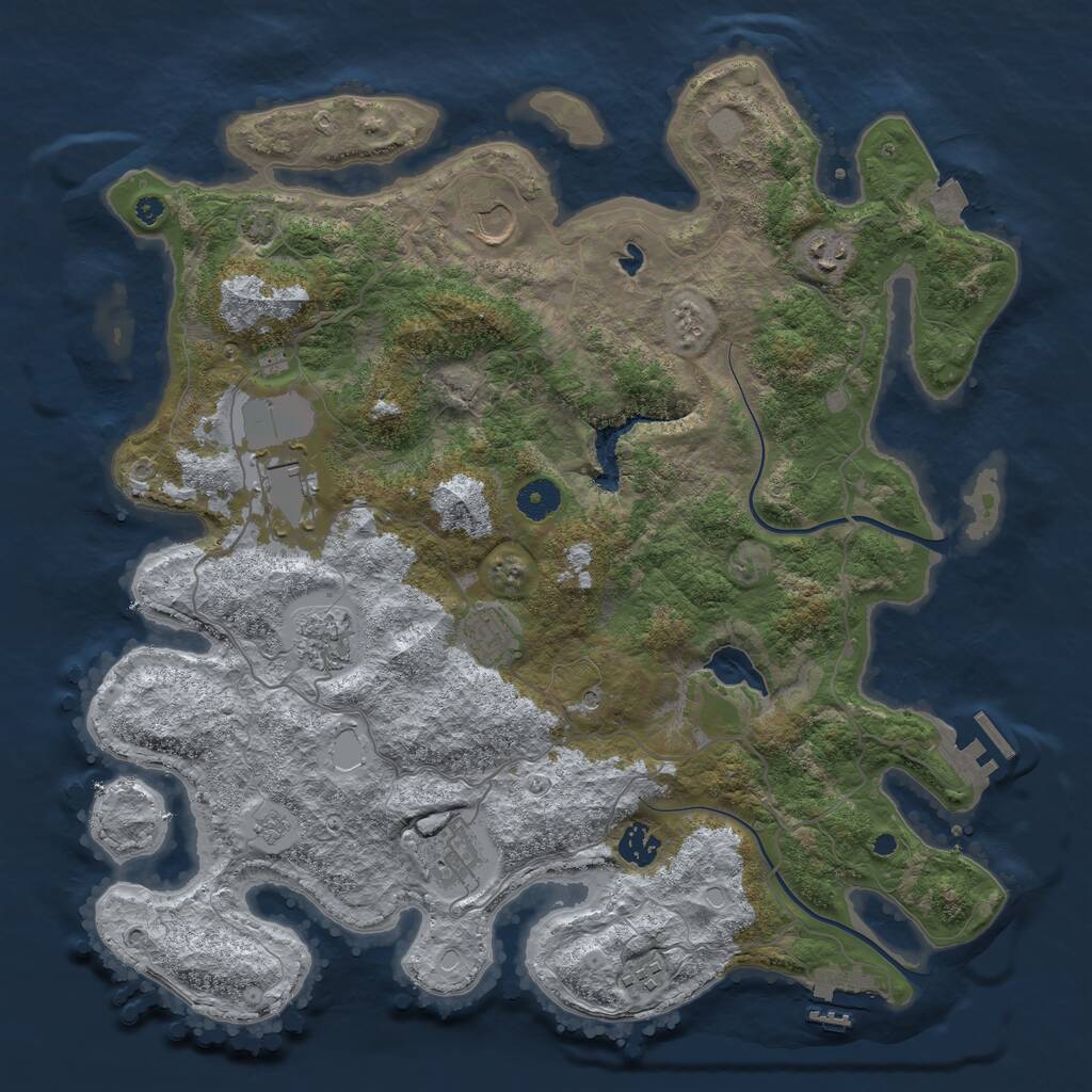 Rust Map: Procedural Map, Size: 4000, Seed: 967034126, 14 Monuments