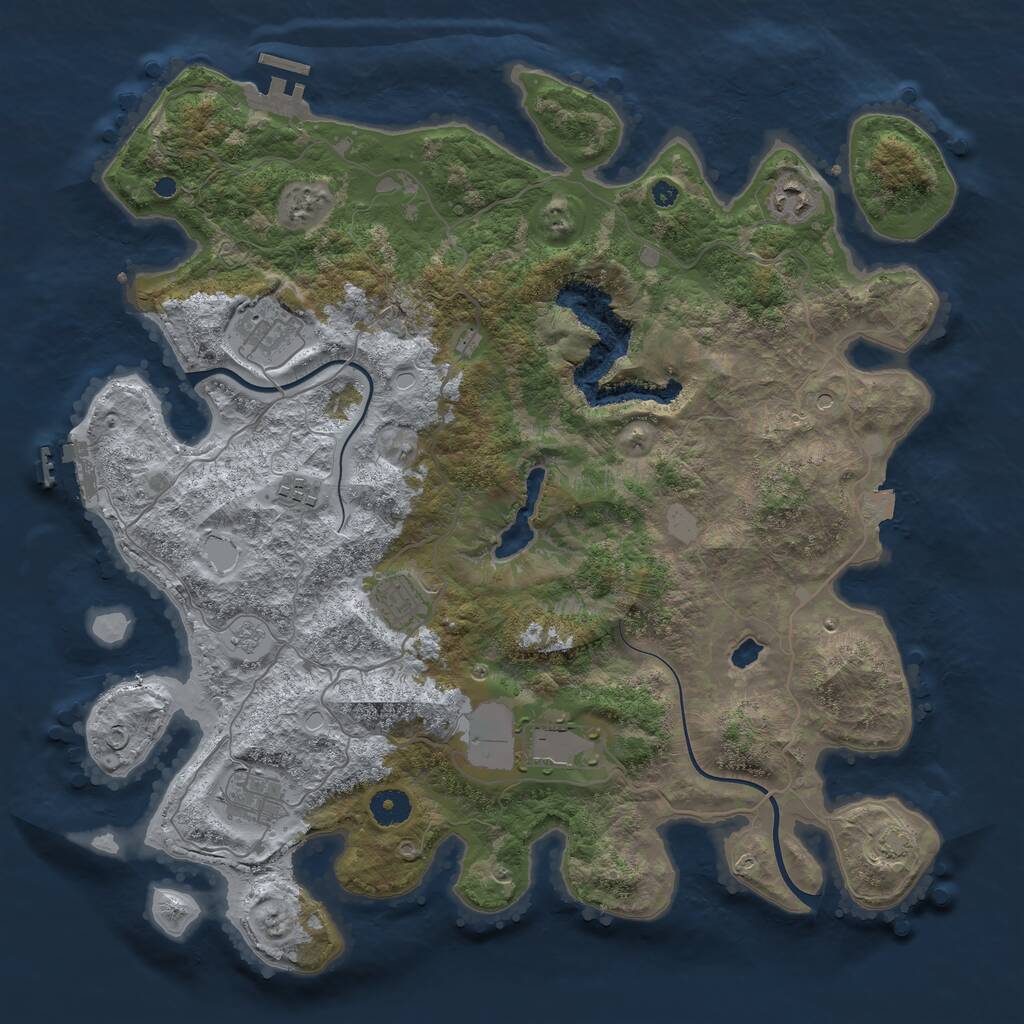 Rust Map: Procedural Map, Size: 4000, Seed: 212521, 12 Monuments