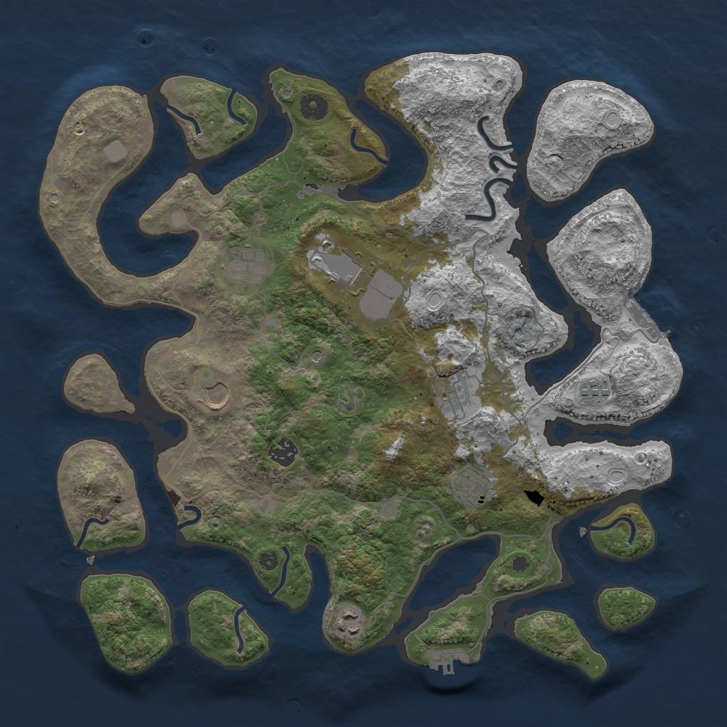 Rust Map: Procedural Map, Size: 4000, Seed: 113177, 16 Monuments