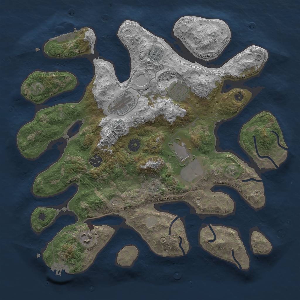 Rust Map: Procedural Map, Size: 3550, Seed: 69660, 14 Monuments