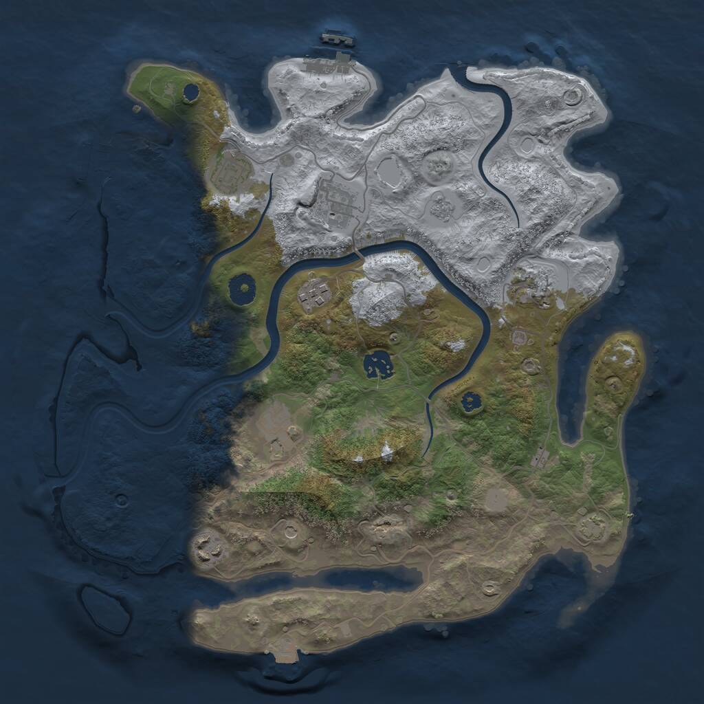 Rust Map: Procedural Map, Size: 3550, Seed: 670801, 13 Monuments