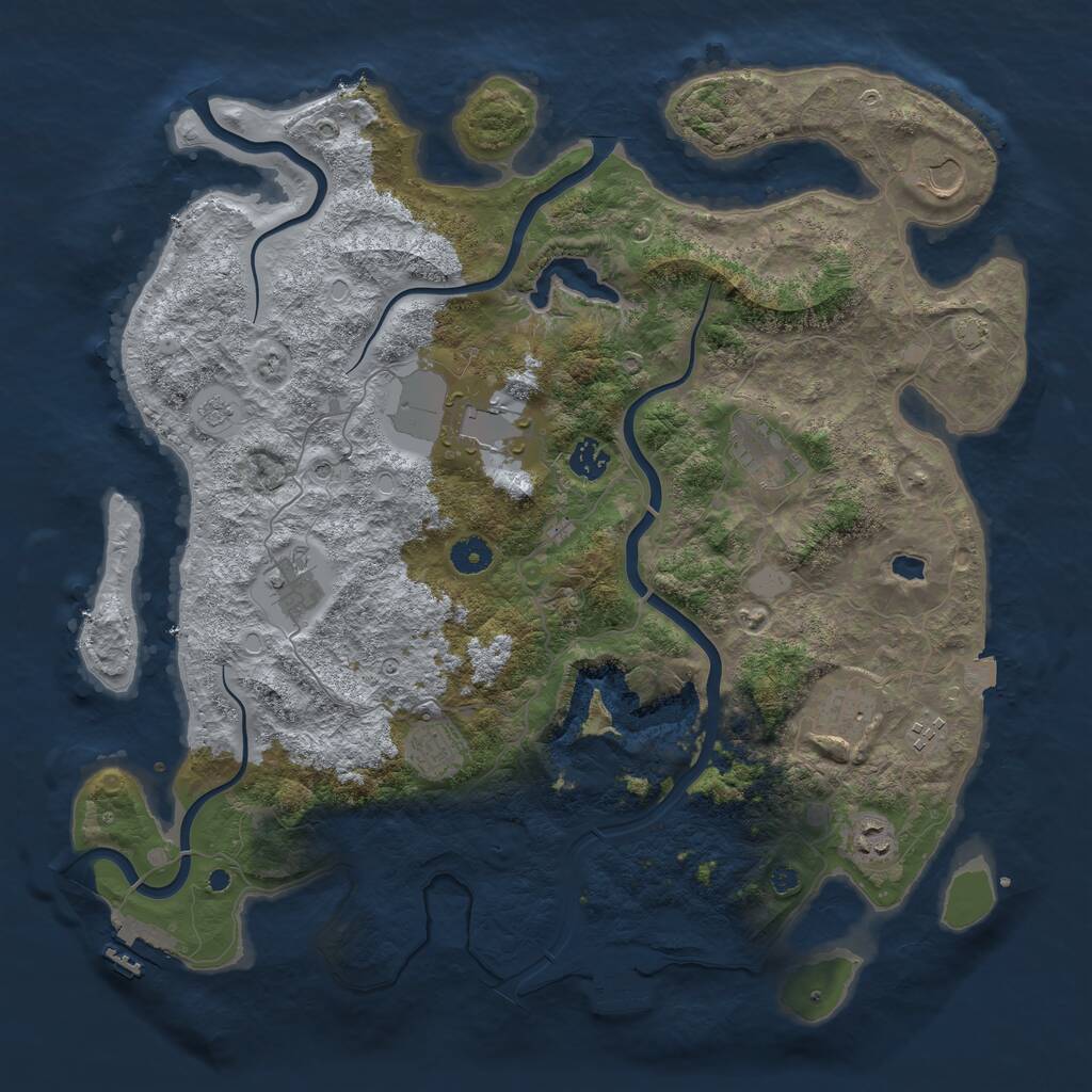 Rust Map: Procedural Map, Size: 4200, Seed: 1160764464, 15 Monuments