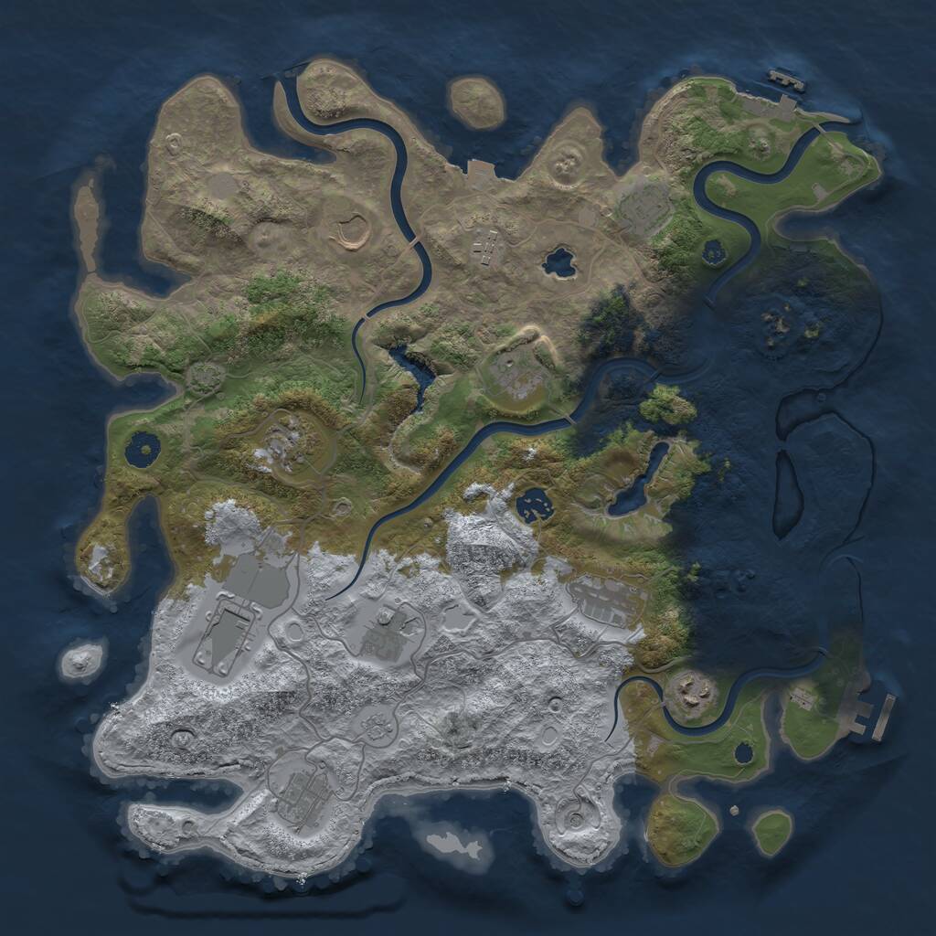 Rust Map: Procedural Map, Size: 4000, Seed: 606753, 17 Monuments