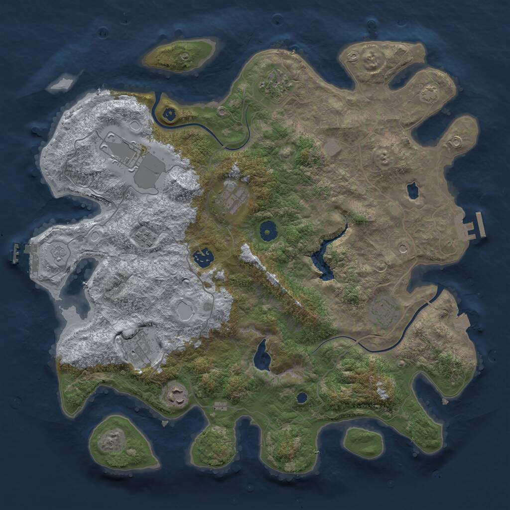 Rust Map: Procedural Map, Size: 4000, Seed: 162008, 14 Monuments