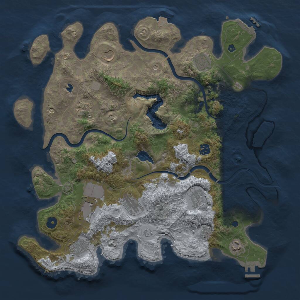 Rust Map: Procedural Map, Size: 4000, Seed: 609765, 16 Monuments