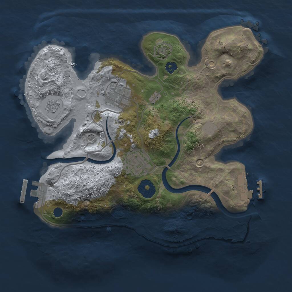 Rust Map: Procedural Map, Size: 2500, Seed: 518592823, 8 Monuments
