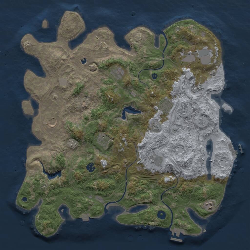 Rust Map: Procedural Map, Size: 4250, Seed: 14165, 16 Monuments