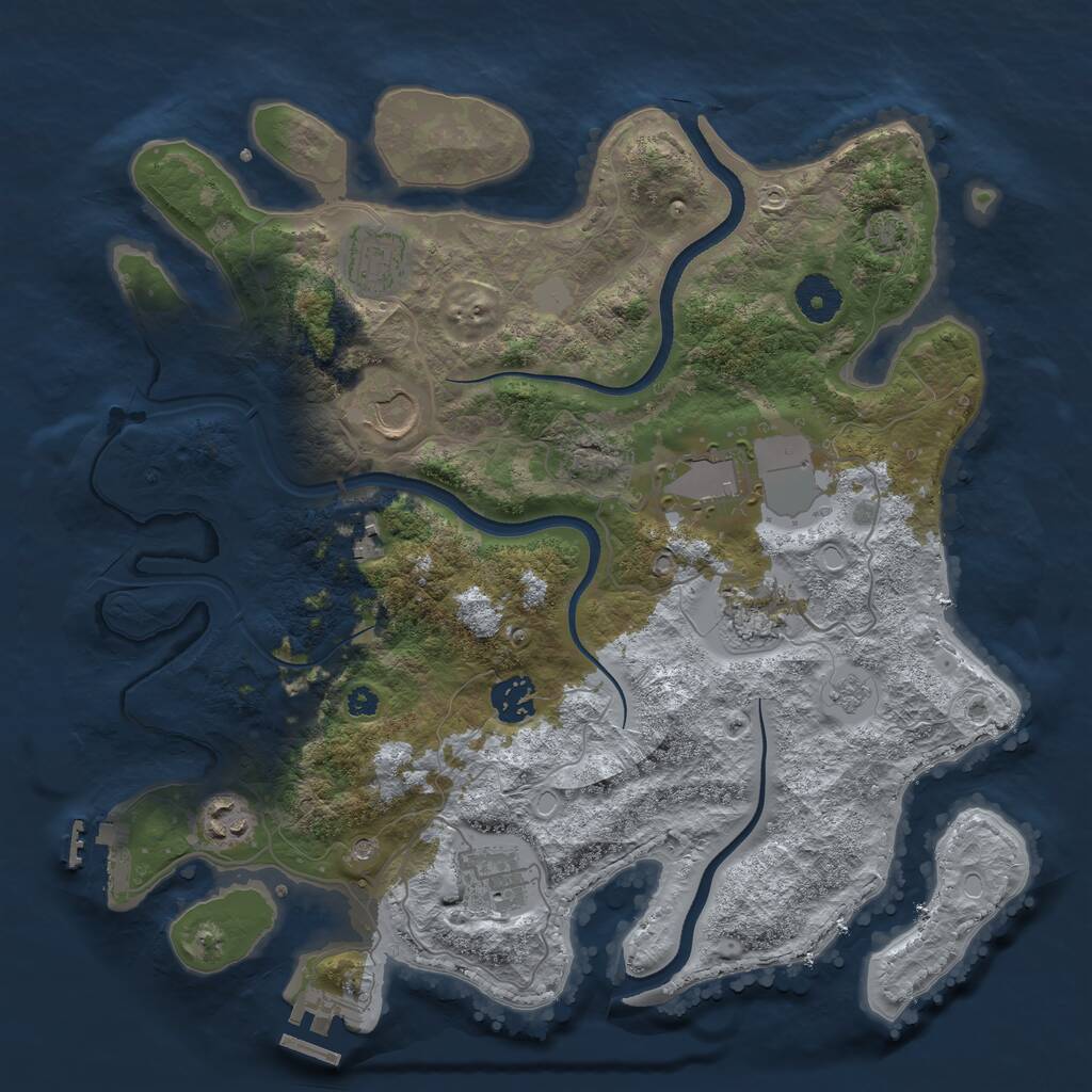 Rust Map: Procedural Map, Size: 3550, Seed: 90403, 14 Monuments